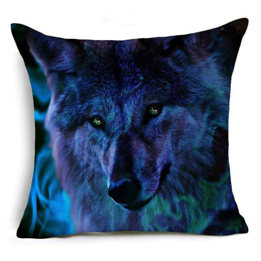 Short Plush Wolf Printed Pillowcase