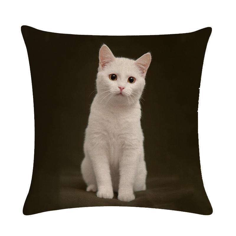 Cute Kitten Linen Pillowcase Cushion Cover