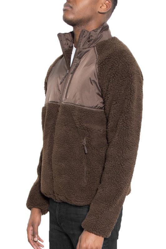 MENS FULL ZIP SHERPA FLEECE JACKET