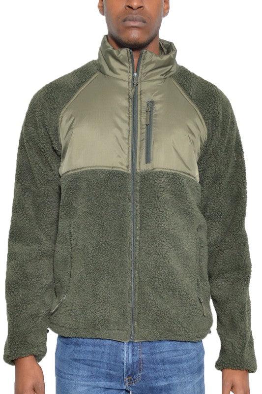 MENS FULL ZIP SHERPA FLEECE JACKET