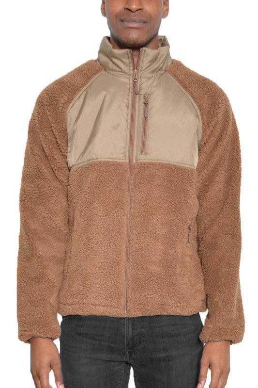 MENS FULL ZIP SHERPA FLEECE JACKET