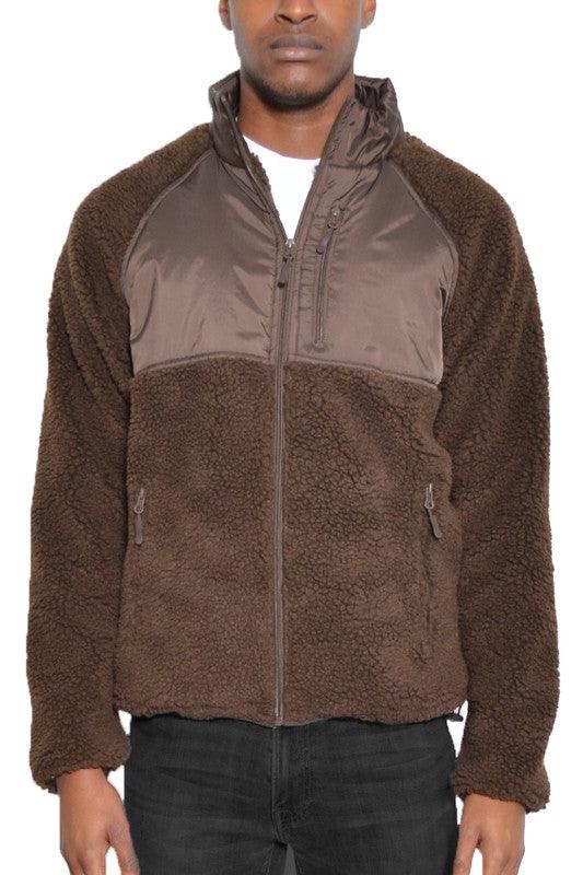 MENS FULL ZIP SHERPA FLEECE JACKET