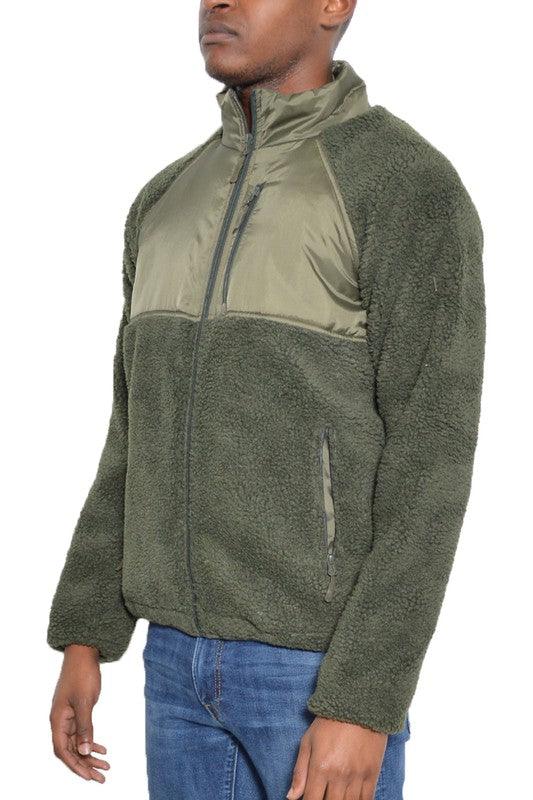 MENS FULL ZIP SHERPA FLEECE JACKET