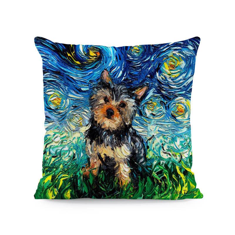 Polyester Painted Dog Pillowcase