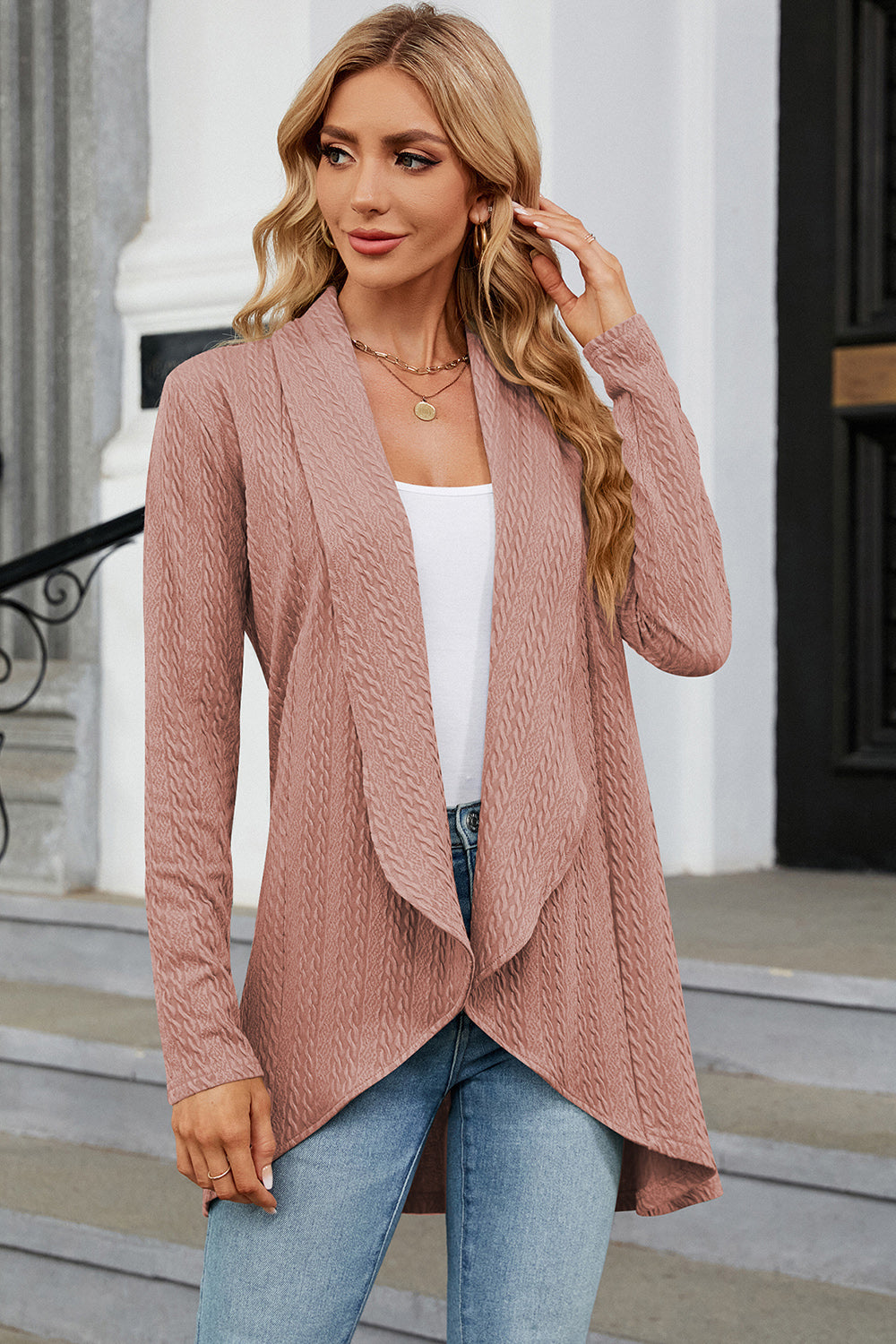 Open Front Long Sleeve Cardigan