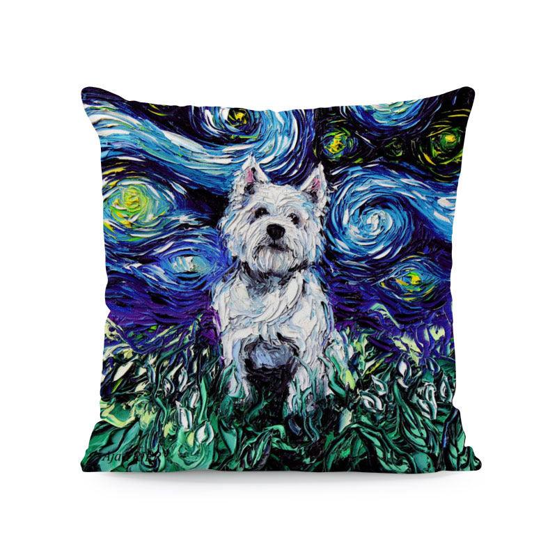 Polyester Painted Dog Pillowcase