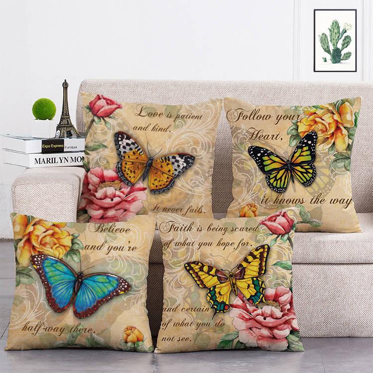 Cross-Border Retro Butterfly Figure Pillowcase