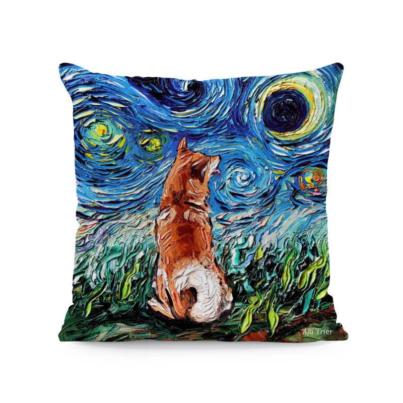 Polyester Painted Dog Pillowcase