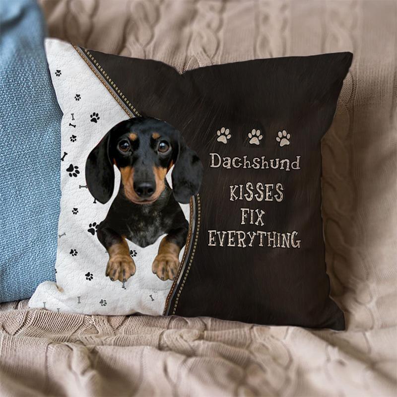 Linen Sofa Cushion Pillowcase (Dog Breeds)