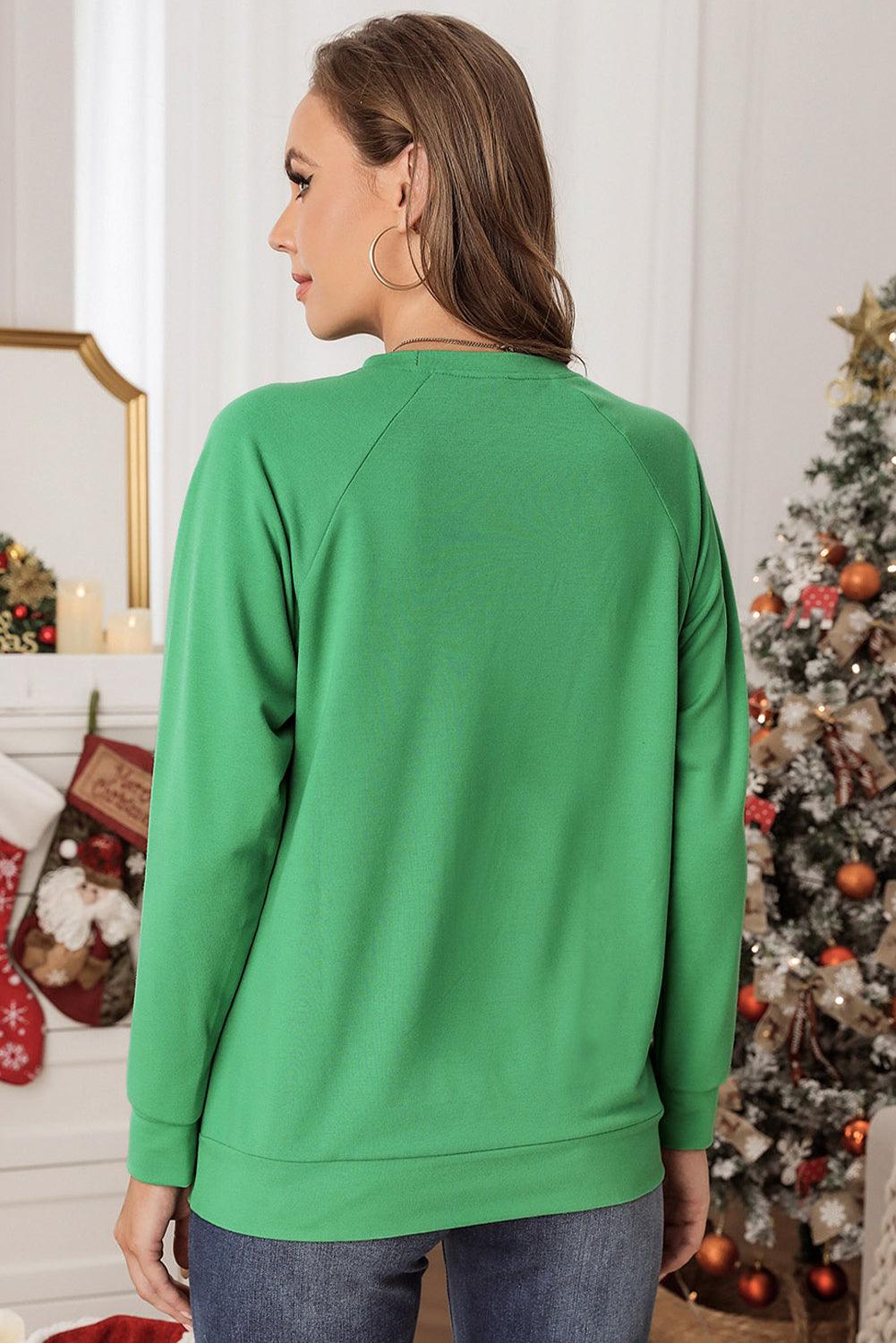 Merry & Bright Sequin Graphic Raglan Sleeve Sweatshirt