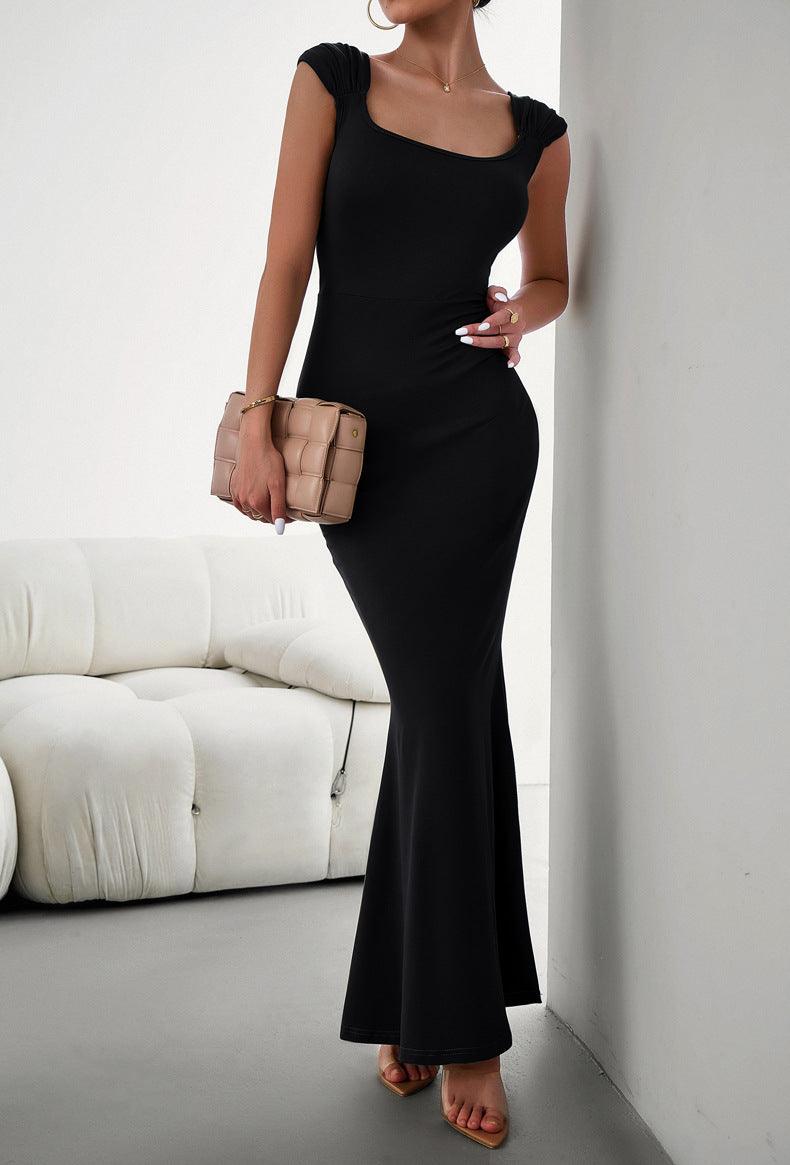 Devine Cap Sleeve Scoop Neck Maxi Dress