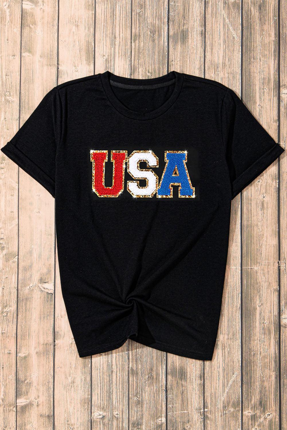 USA Round Neck Short Sleeve T-Shirt