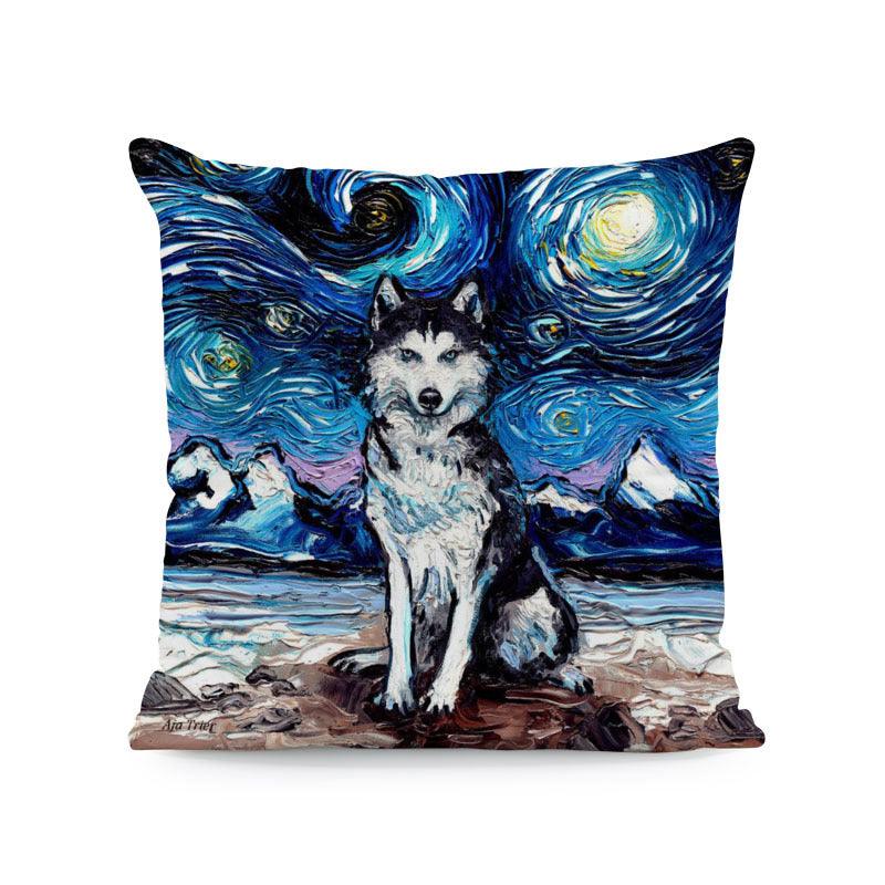 Polyester Painted Dog Pillowcase