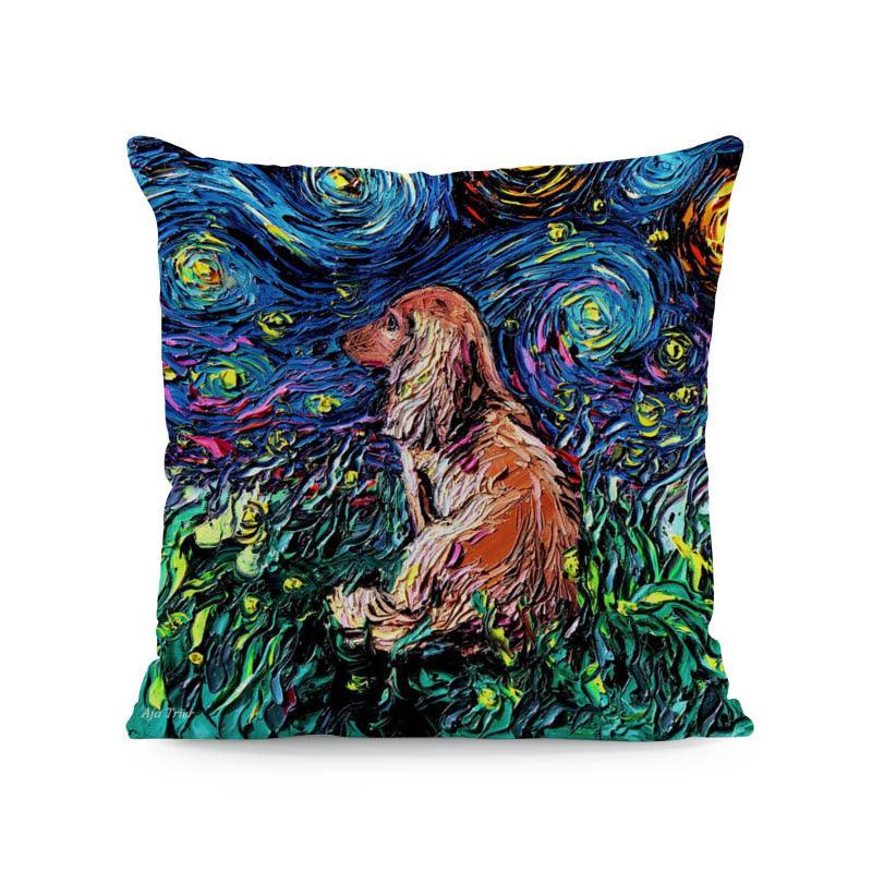 Polyester Painted Dog Pillowcase