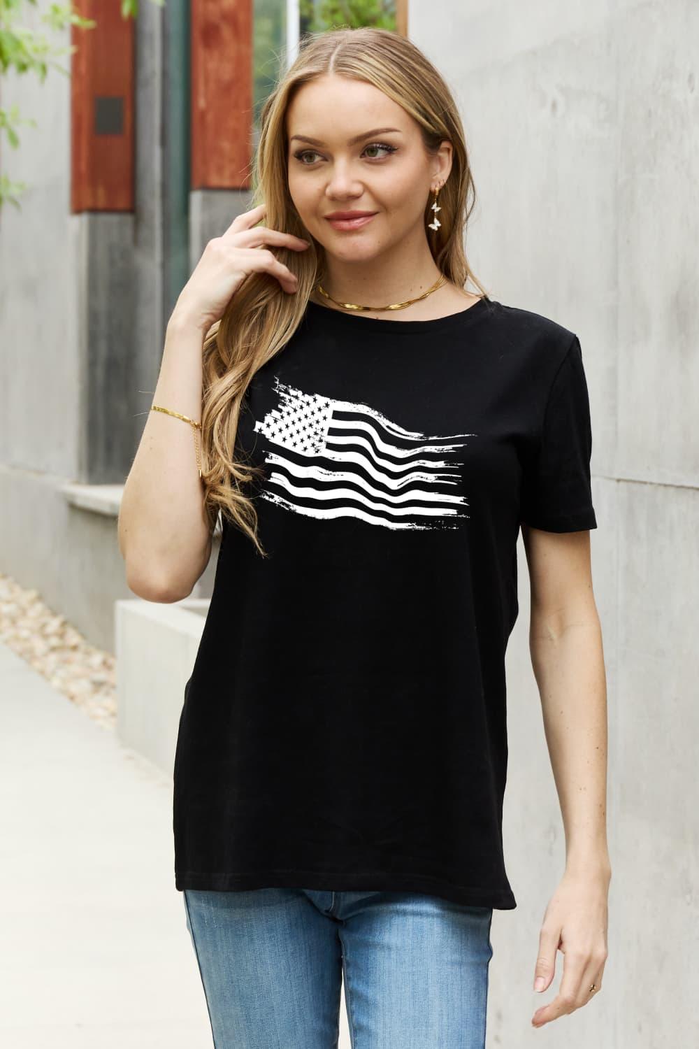 US Flag Graphic Cotton T-Shirt