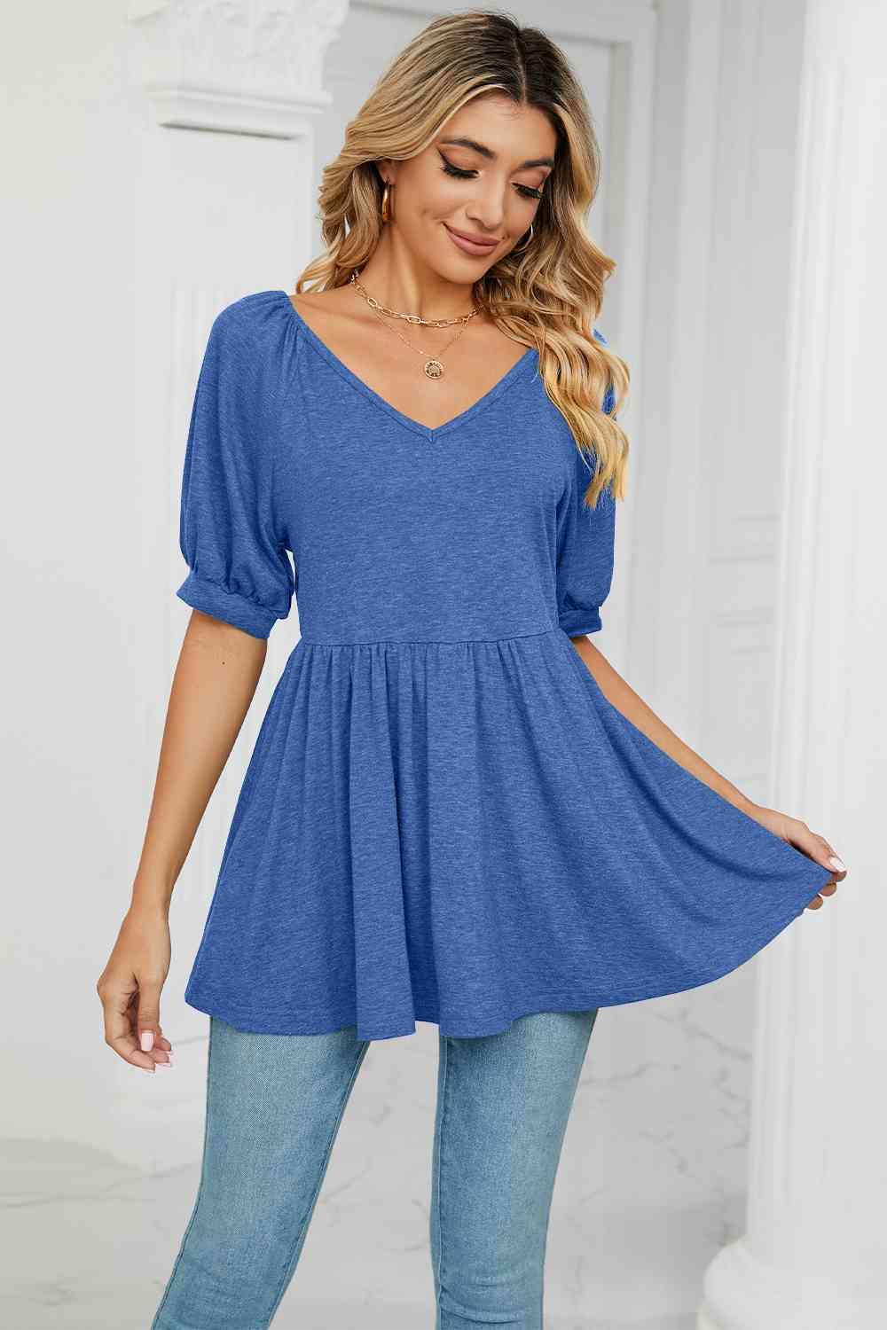 Women's V-Neck Babydoll Top