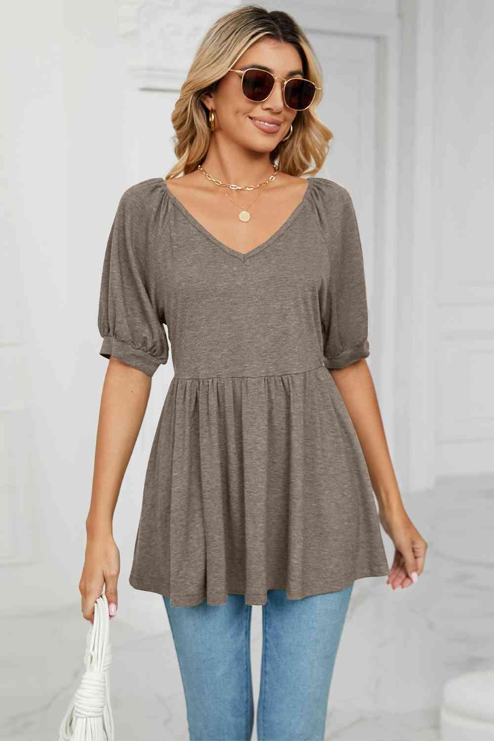 Women's V-Neck Babydoll Top