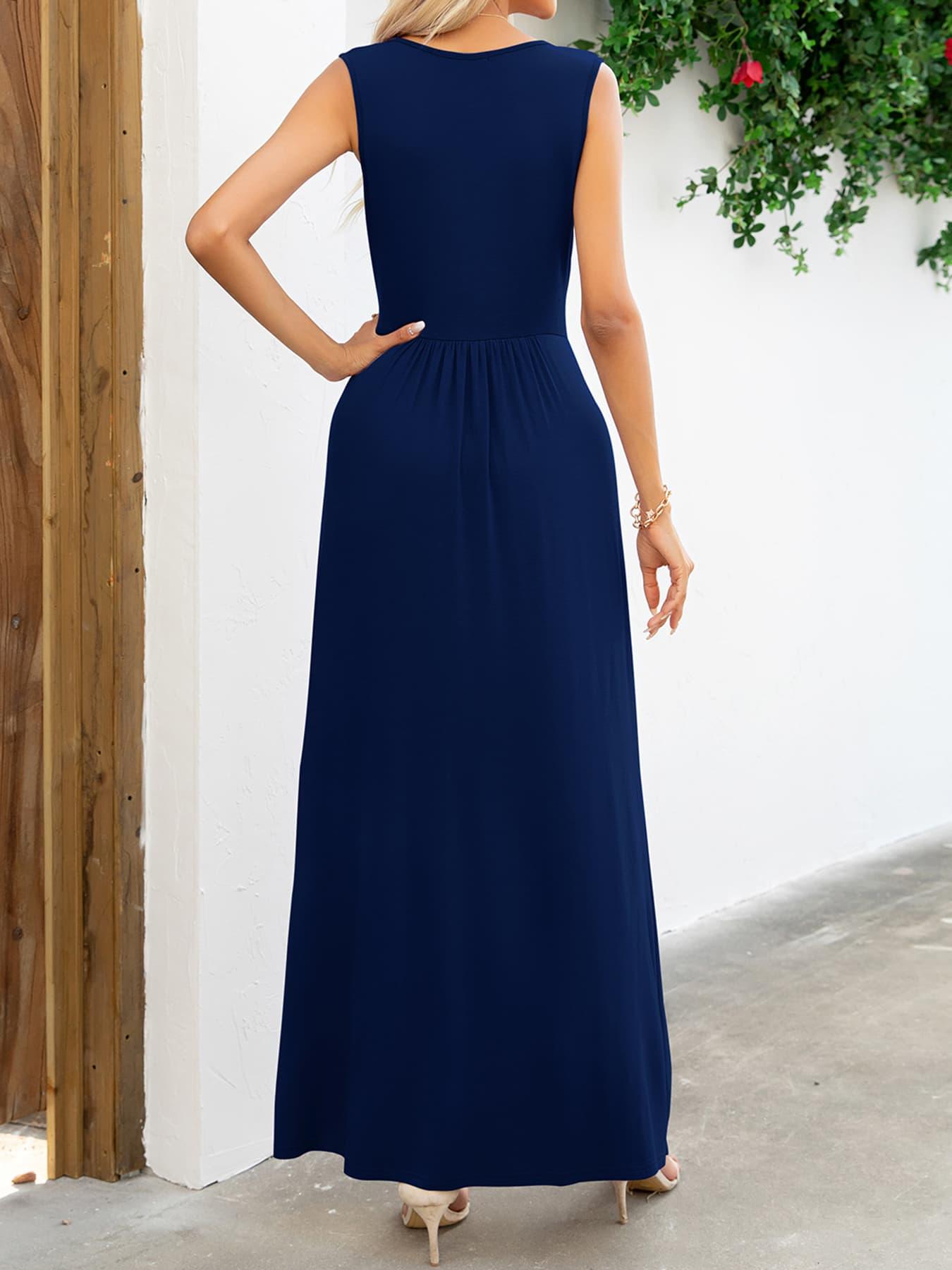 Women's Surplice Neck Sleeveless Maxi Dress