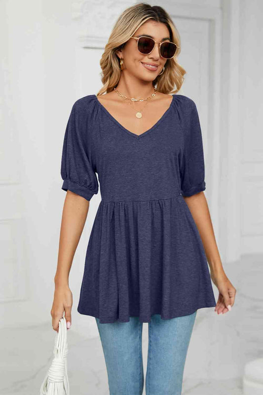 Women's V-Neck Babydoll Top