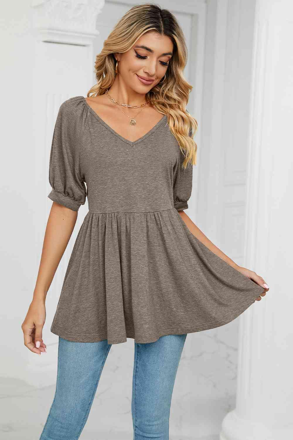 Women's V-Neck Babydoll Top