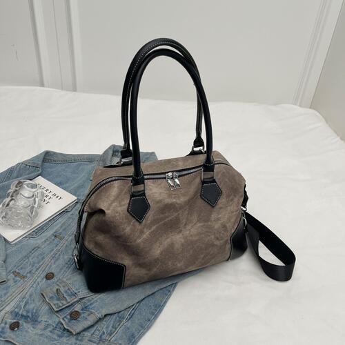 Contrast PU Leather Shoulder Bag