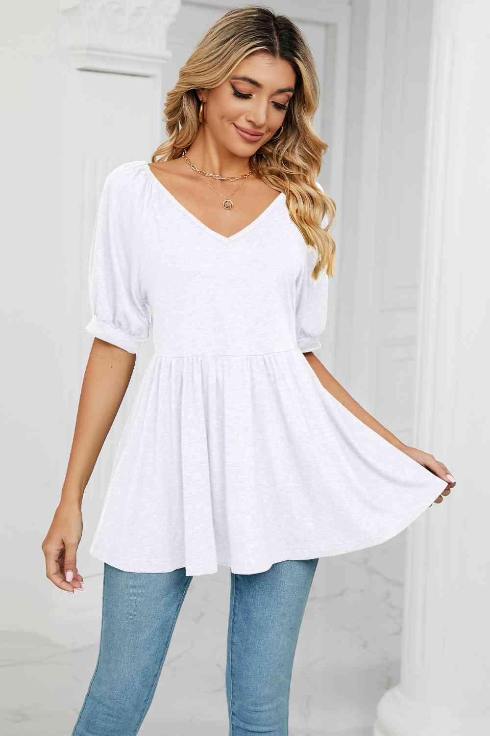 Women's V-Neck Babydoll Top