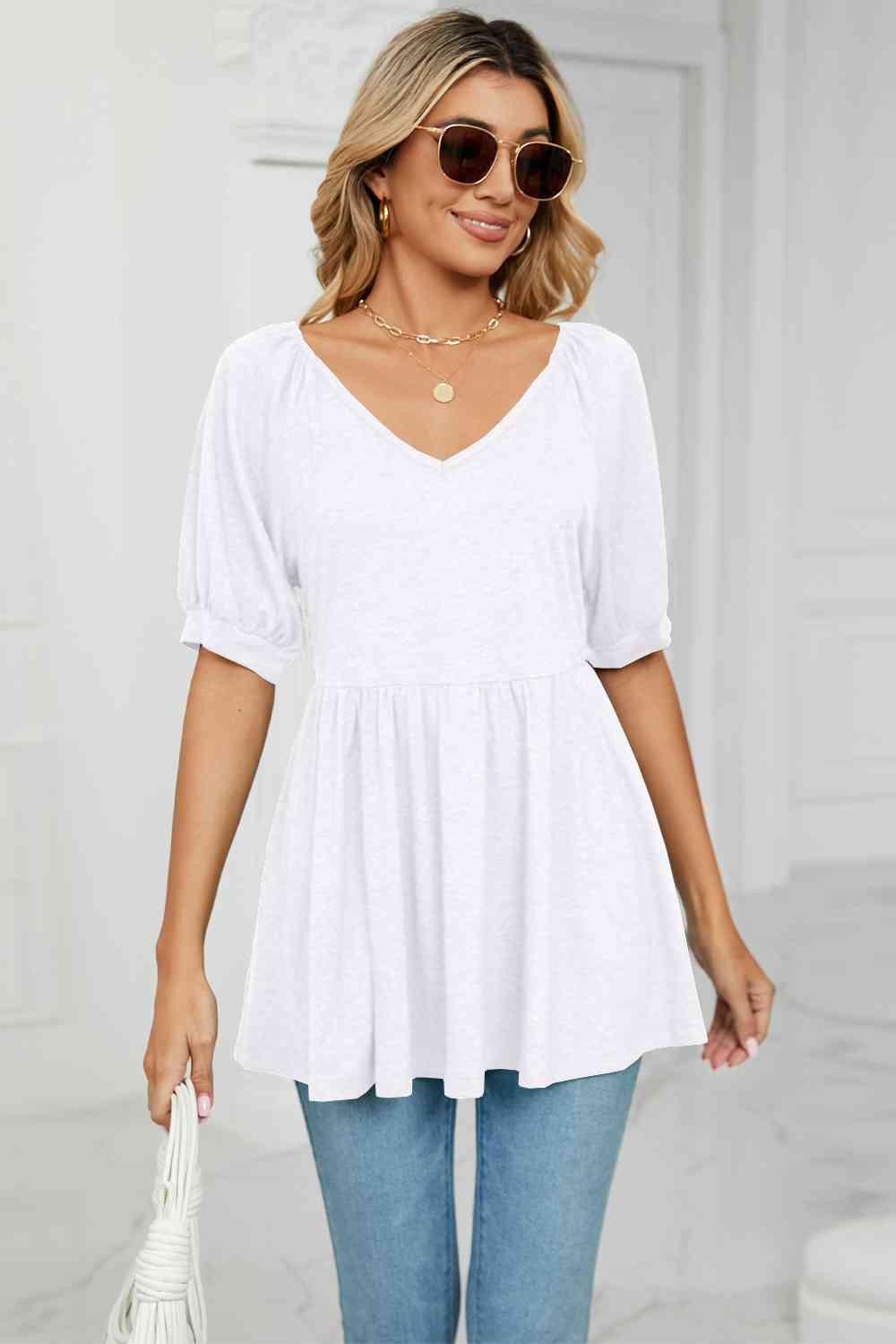 Women's V-Neck Babydoll Top