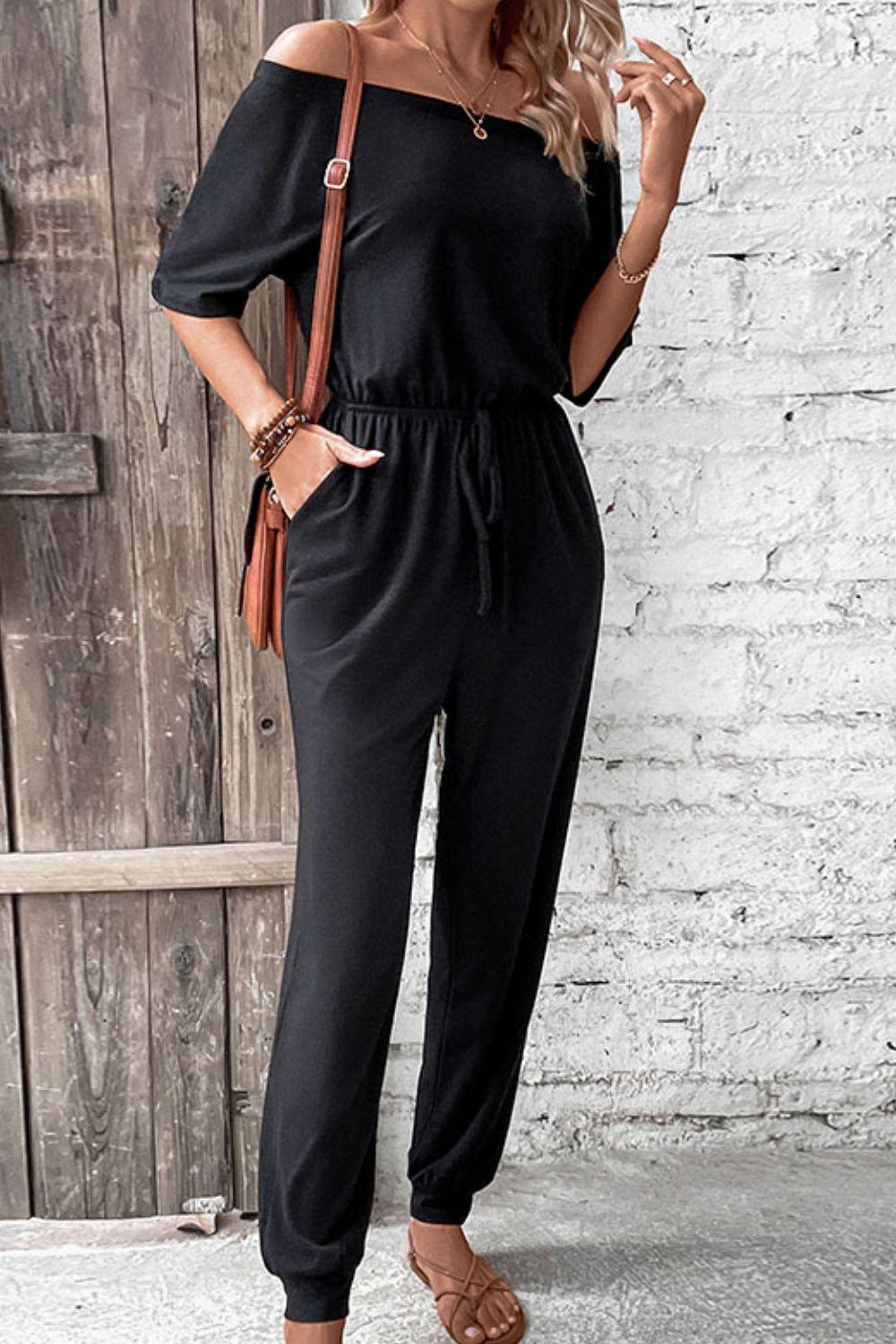 Women's Off-Shoulder Jumpsuit with Pockets