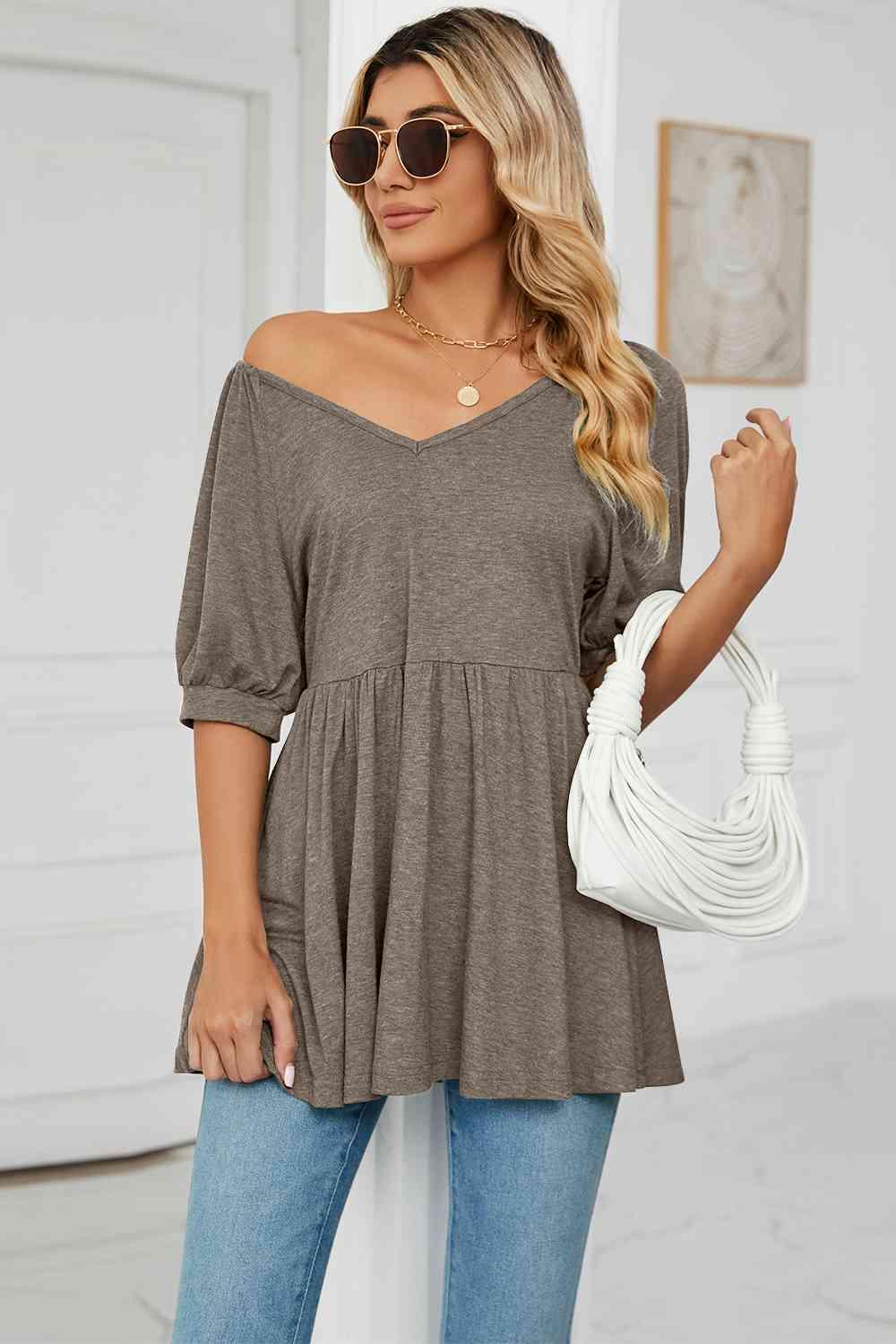 Women's V-Neck Babydoll Top