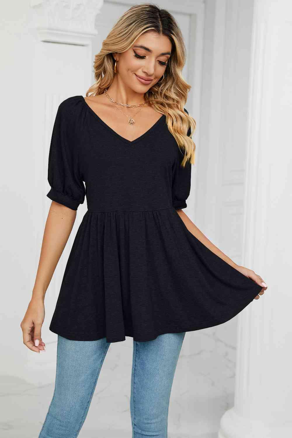 Women's V-Neck Babydoll Top