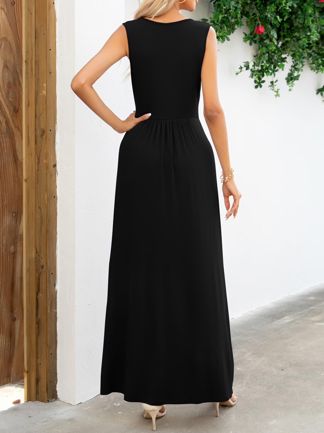 Women's Surplice Neck Sleeveless Maxi Dress