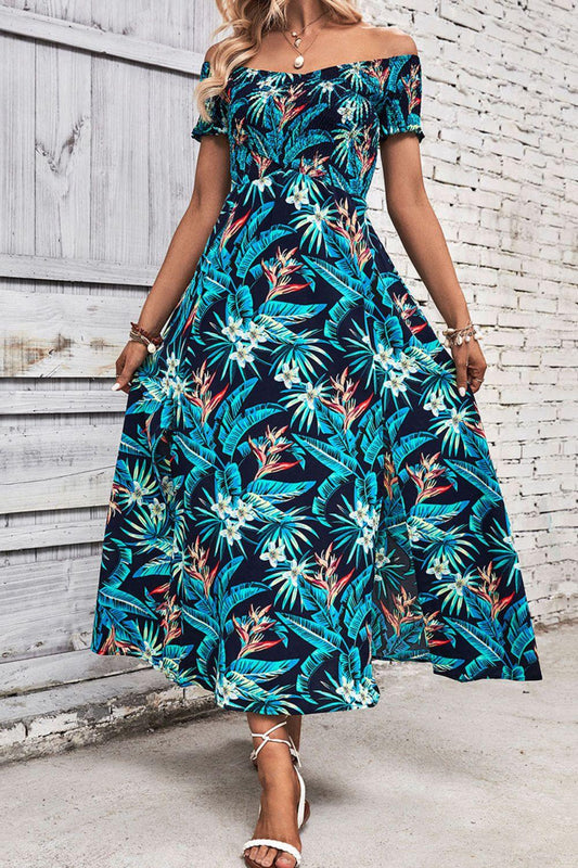 Women's Floral Off-Shoulder Slit Dress