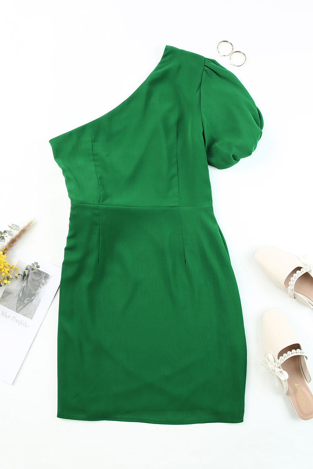 Women's Tied One-Shoulder Puff Sleeve Dress