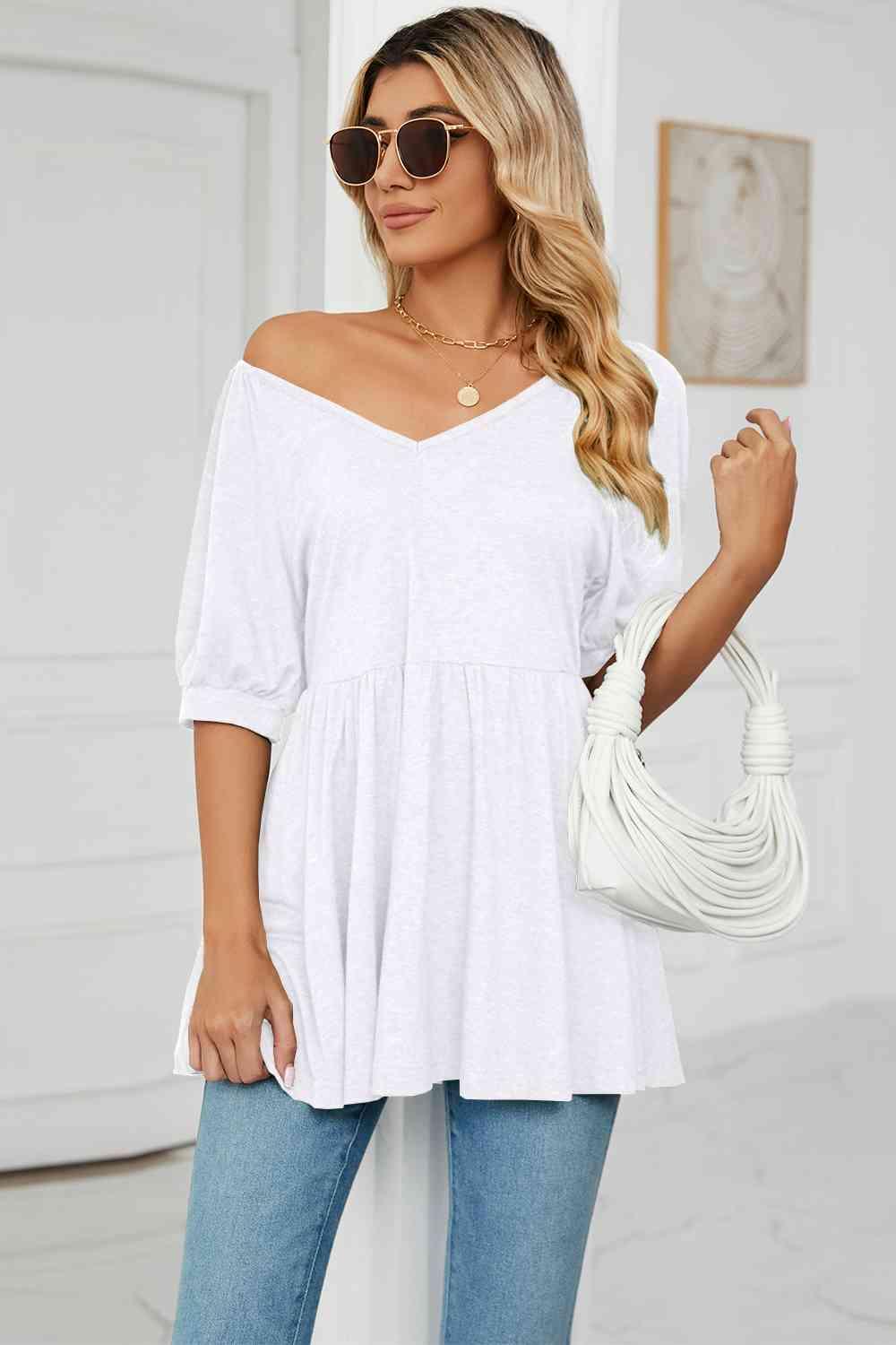 Women's V-Neck Babydoll Top