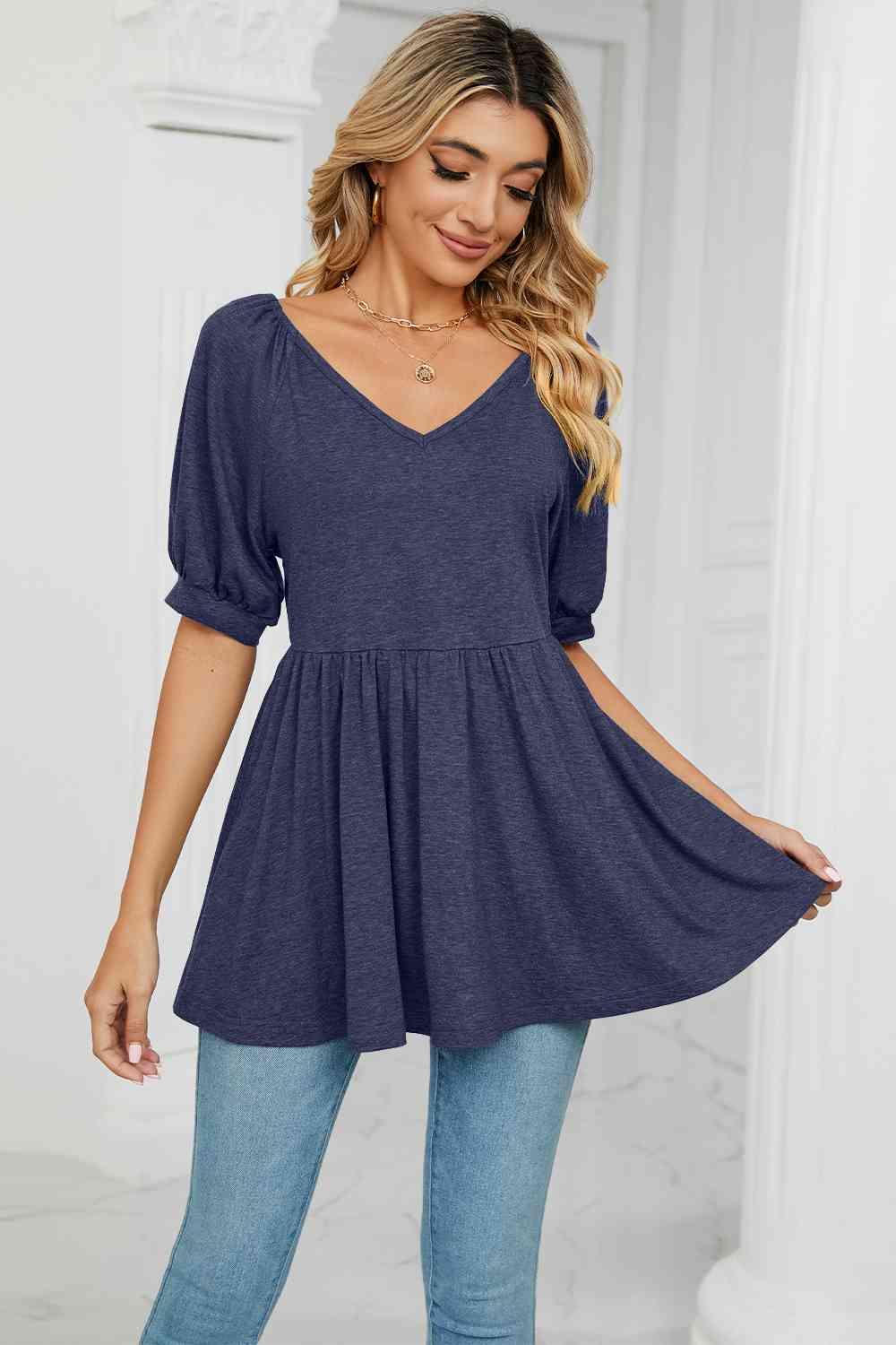 Women's V-Neck Babydoll Top