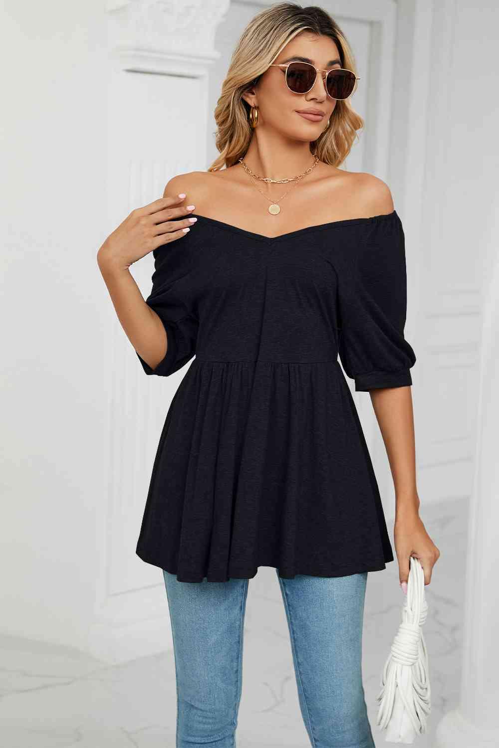 Women's V-Neck Babydoll Top