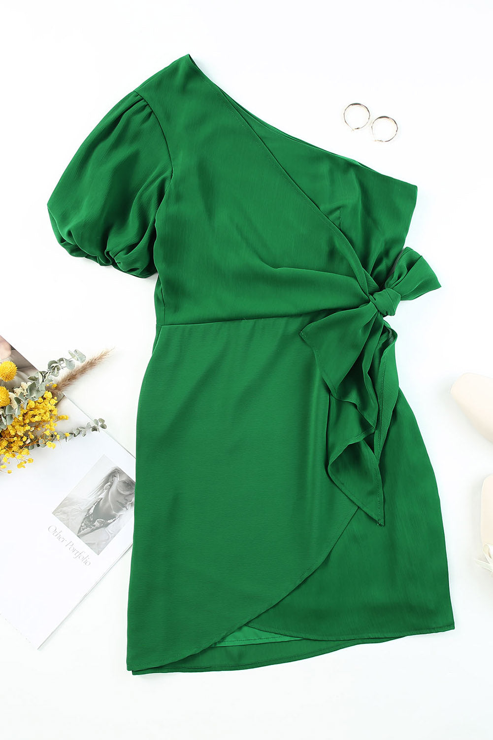 Women's Tied One-Shoulder Puff Sleeve Dress