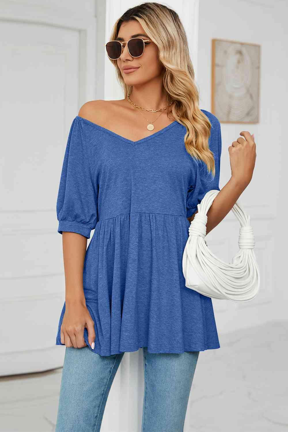 Women's V-Neck Babydoll Top