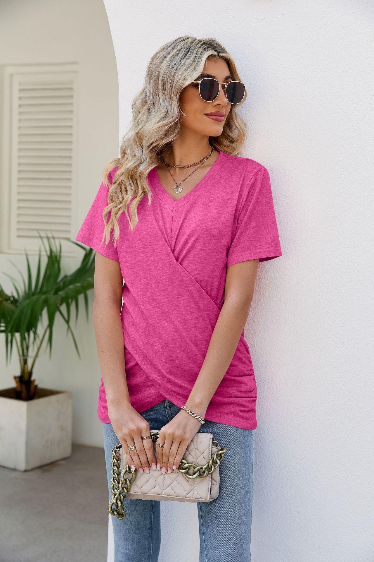 V-Neck Crisscross Short Sleeve Tee