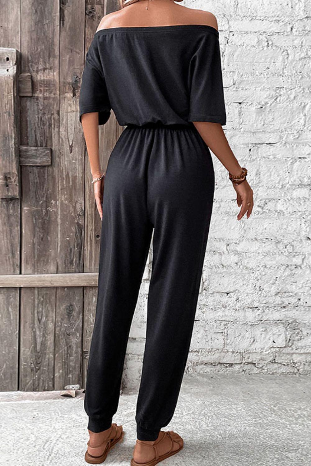 Women's Off-Shoulder Jumpsuit with Pockets