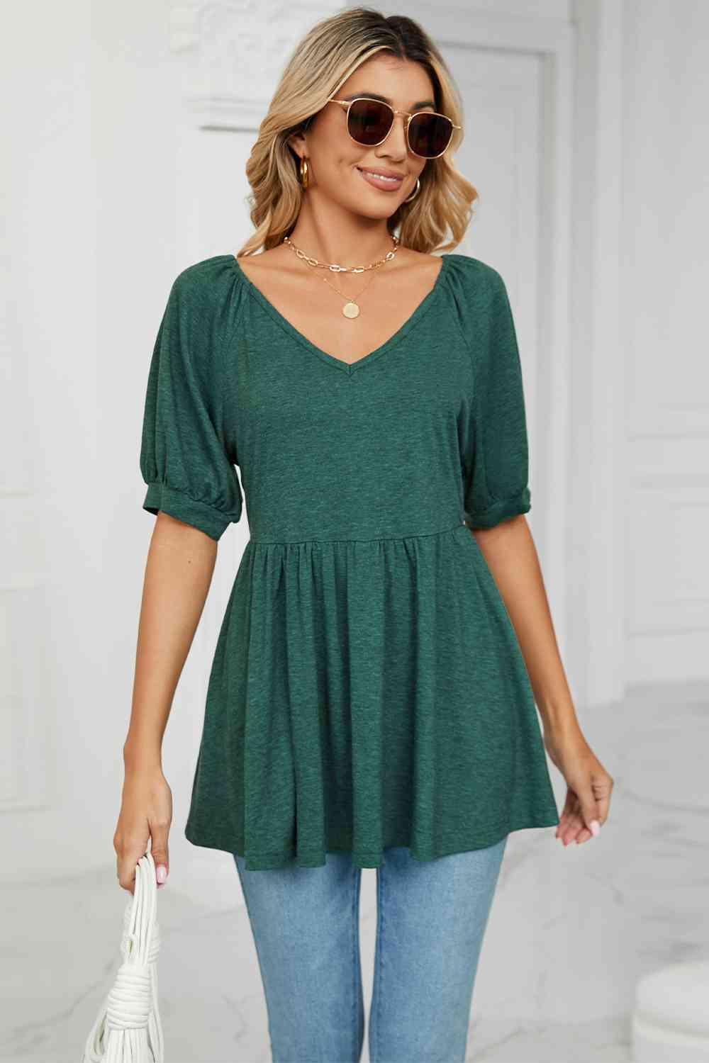 Women's V-Neck Babydoll Top